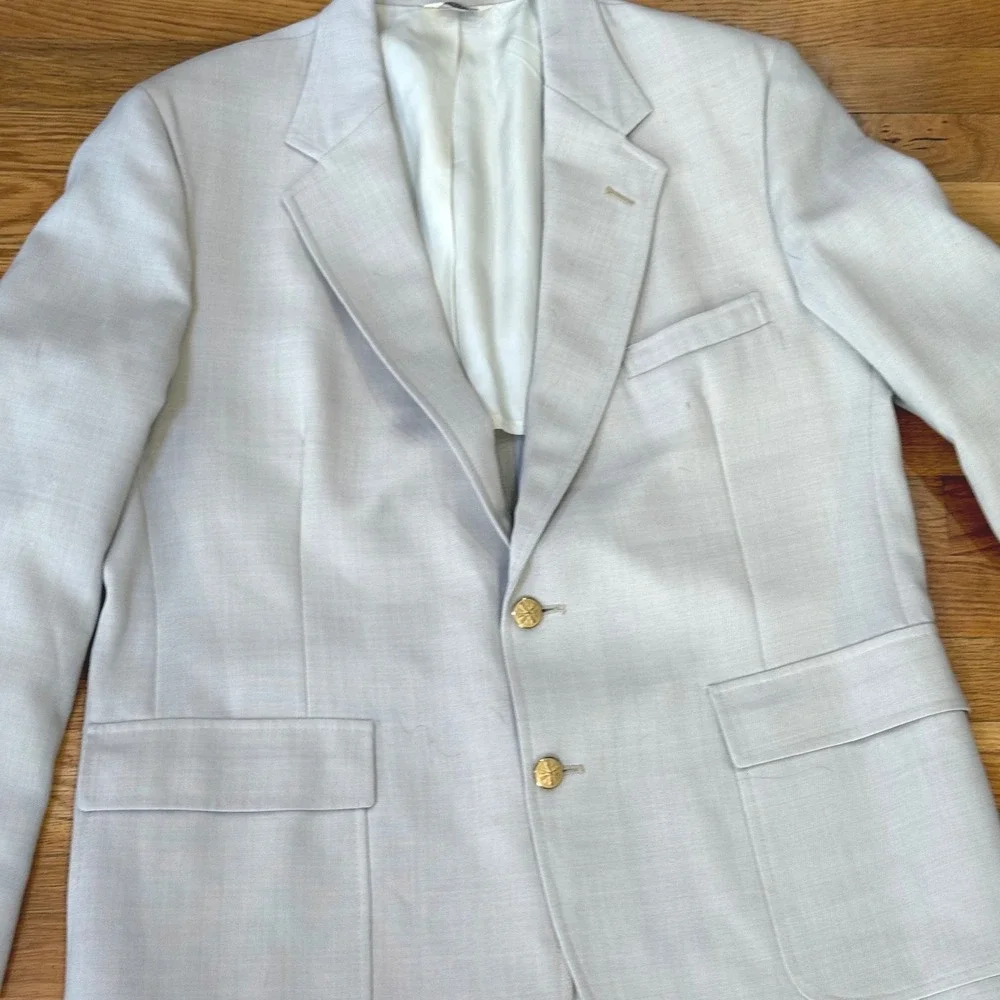 Dobbshire Customized Mens Vintage Beige Textured‎ Blazer Sport Coat 44R